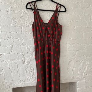 Zara polka dot silk slip midi dress